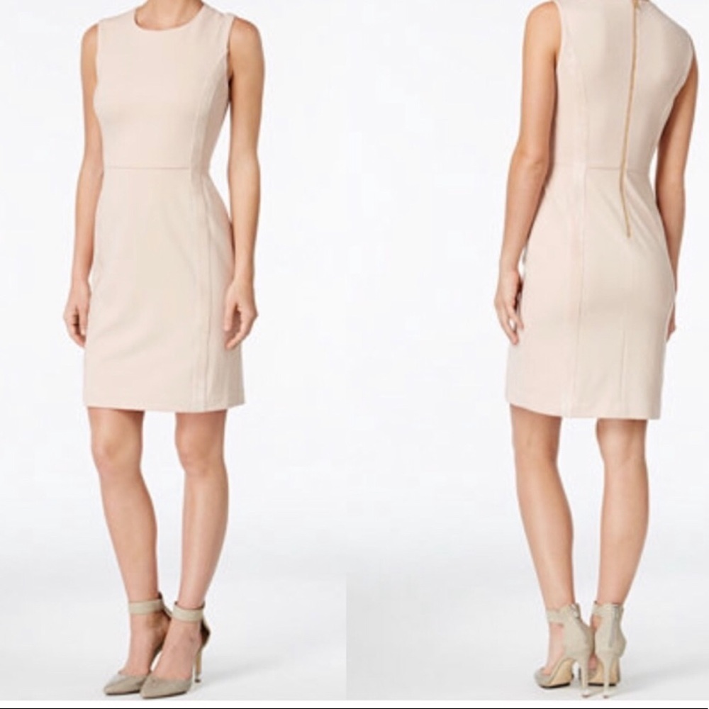 NEVER WORN BLUSH PINK FAUX SUEDE SHEATH DRESS